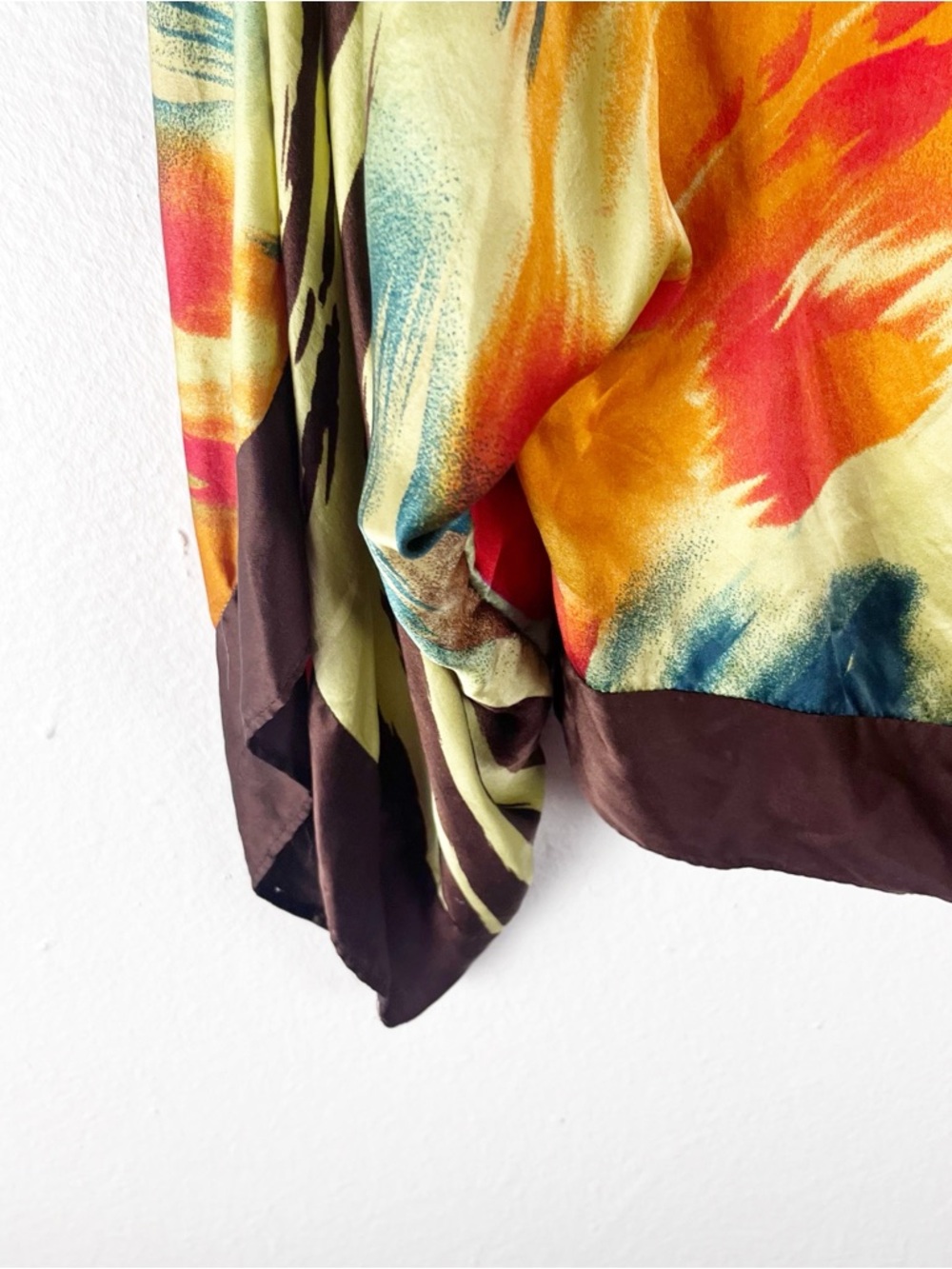 CACHE’ 100% Silk Multicolored Tie Waist  Abstract Print Top Size XS Y2K Artsy - Picture 6 of 10